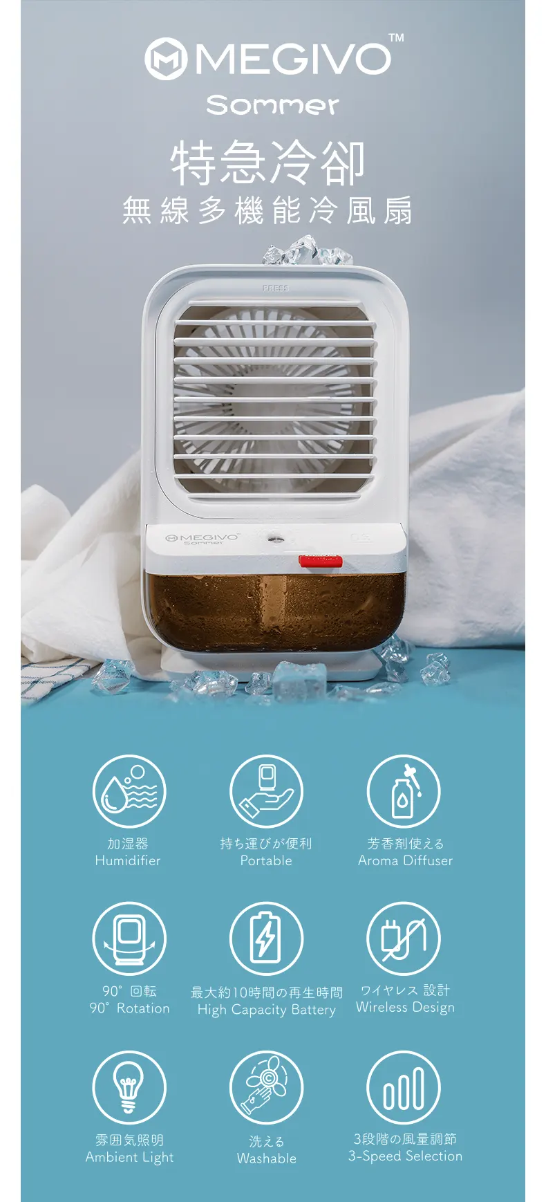 MEGIVO Sommer-TYPE III MEGIVO Sommer-TYPE III 多機能噴霧冷風扇