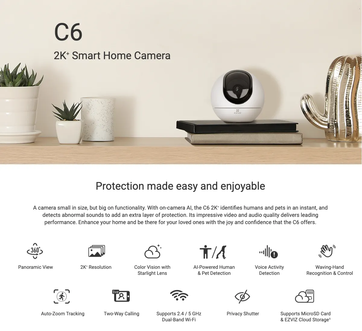 螢石,EZVIZ,ezviz c6,ipcam 螢石 EZVIZ C6 360°雲台版網絡攝錄機(2K) (香港行貨)